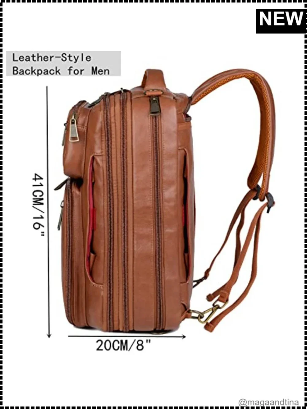 Vegan Leather Laptop Backpack Briefcase Hybrid 15.6 Inch Travel Hiking College